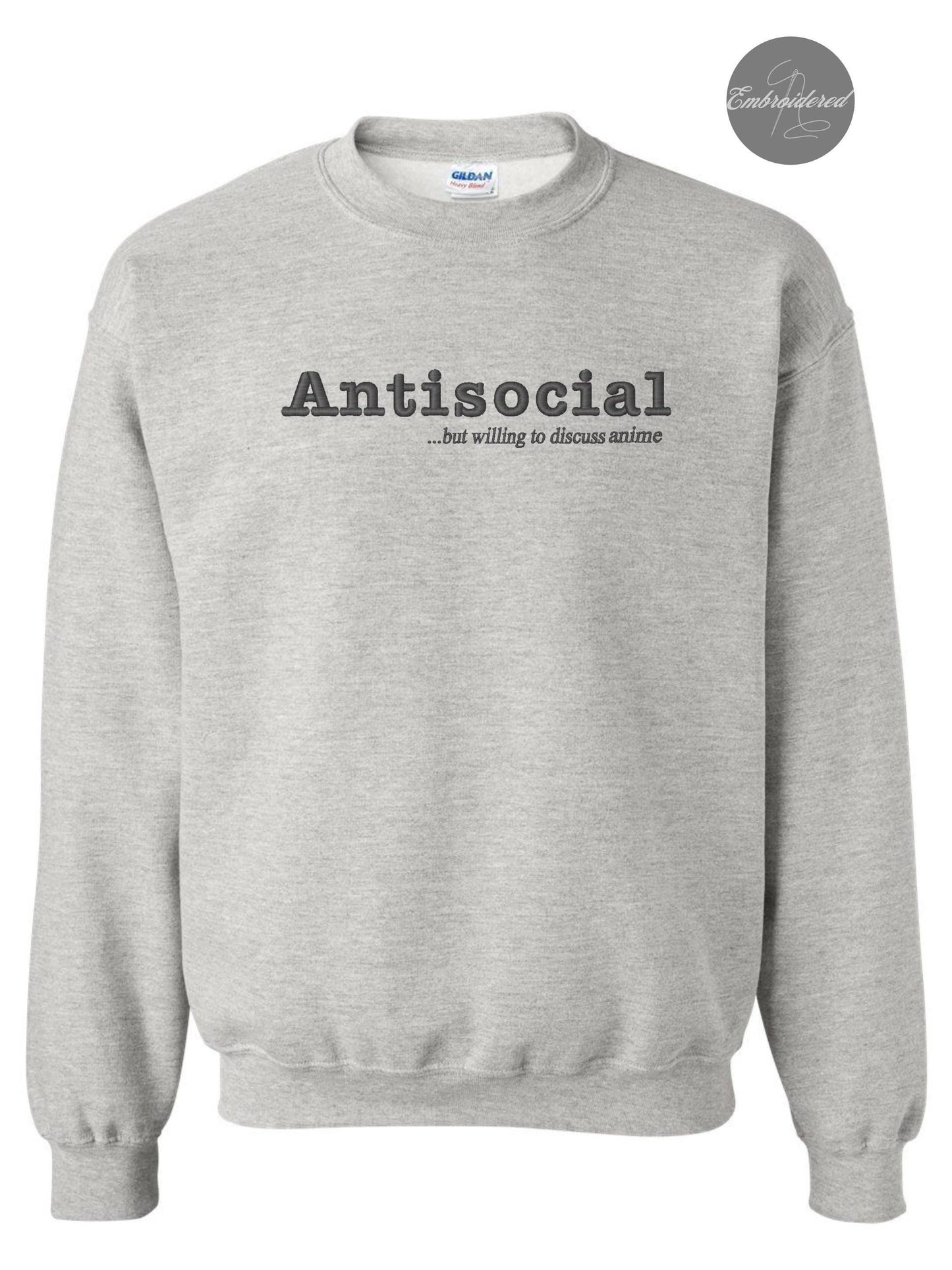 Antisocial Anime Embroidered Sweatshirt