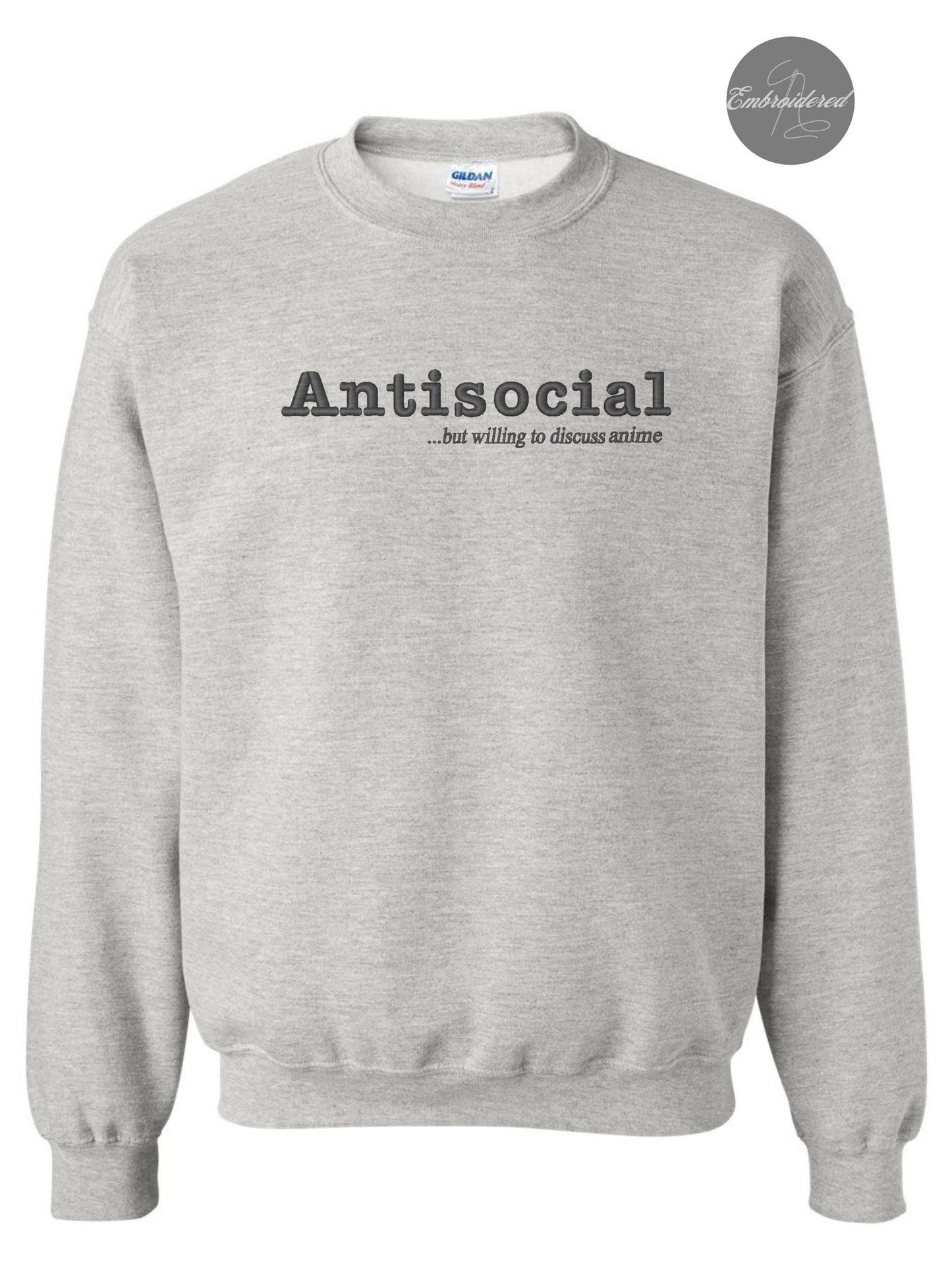 Anime Antisocial Embroidered Sweatshirt